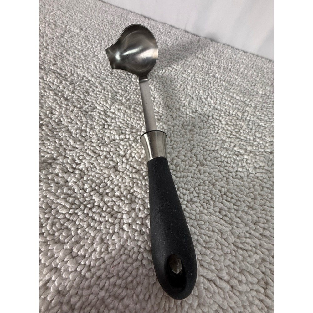 Stainless Steel Gravy Ladle with Pour Spout and Ergonomic Black Handle 10.5"